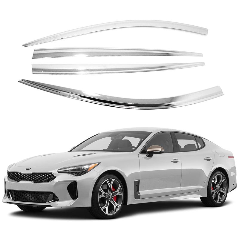 AUTO CLOVER AUTOCLOVER Tape-On Rain Guards Window Visors 4 Pcs Set for Kia Stinger 2017 2018 2019 2020 2021 2022 2023 / Window Deflectors, Out-Channel Vent Shades (Smoked) - Image 1